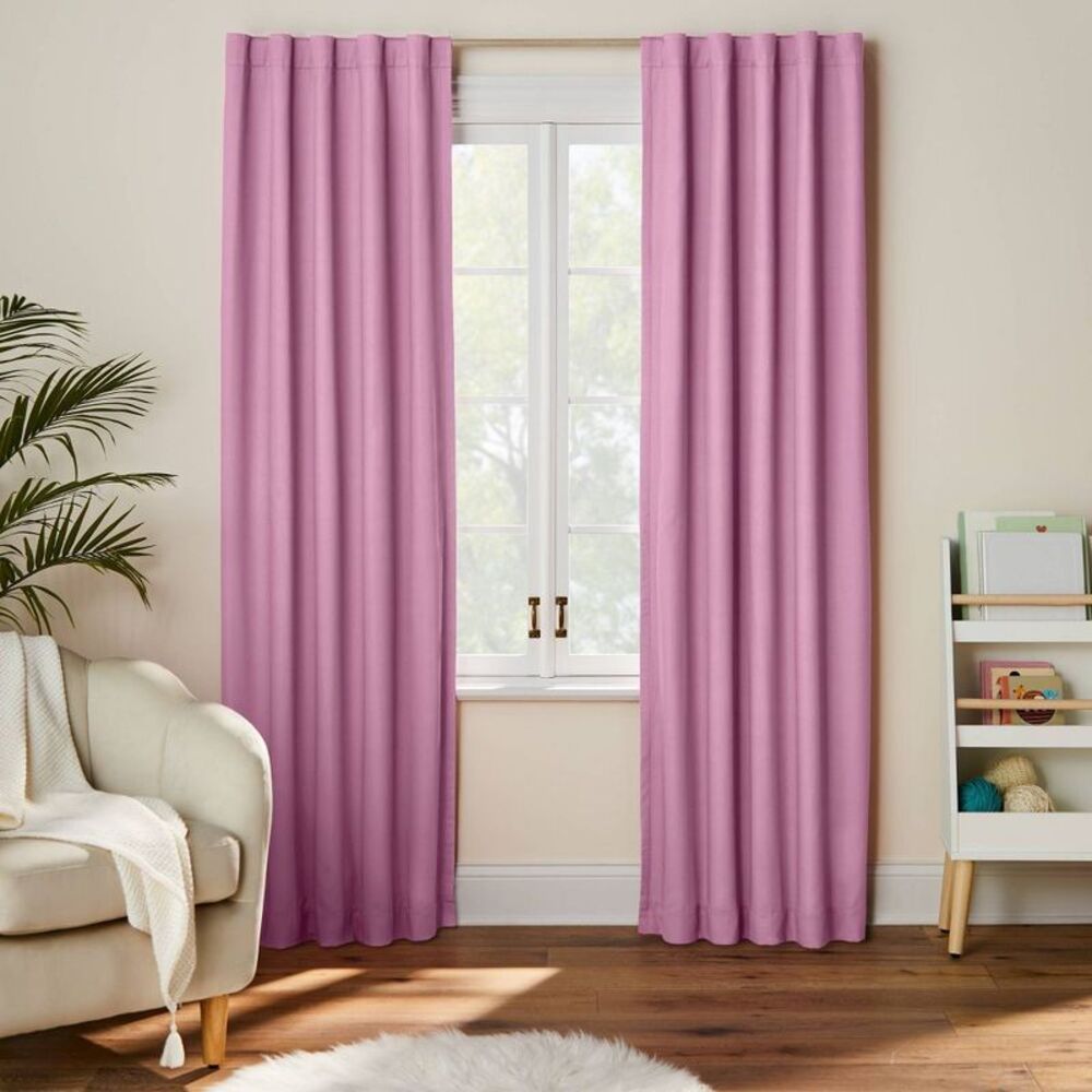 42"W x 84"L Twill Solid Kids' Blackout Window Curtain Panel Purple - Pillowfort